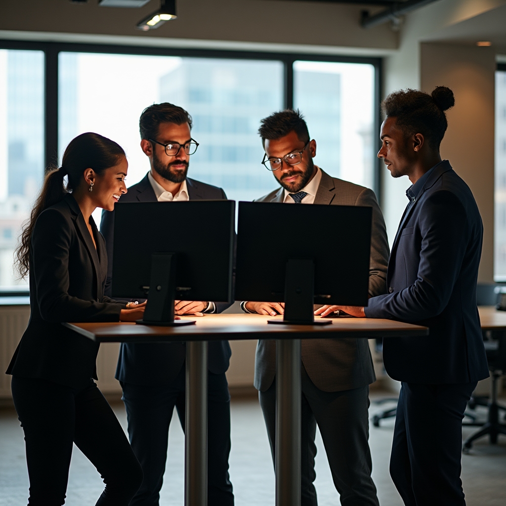 Ethio American LLC team in a modern Dallas office collaborating on the Elvantis platform