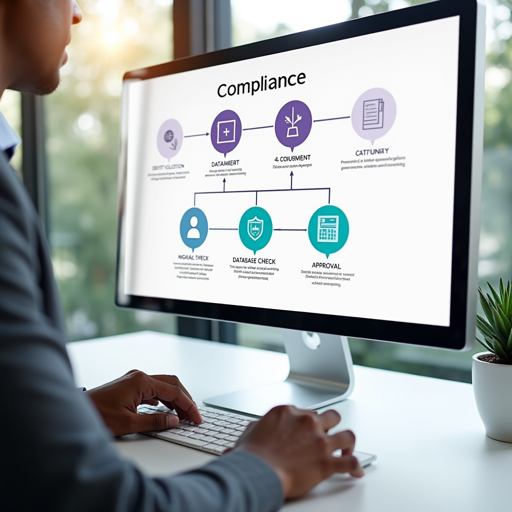 Identity verification process for cryptocurrency exchange showing document scanning and compliance workflow