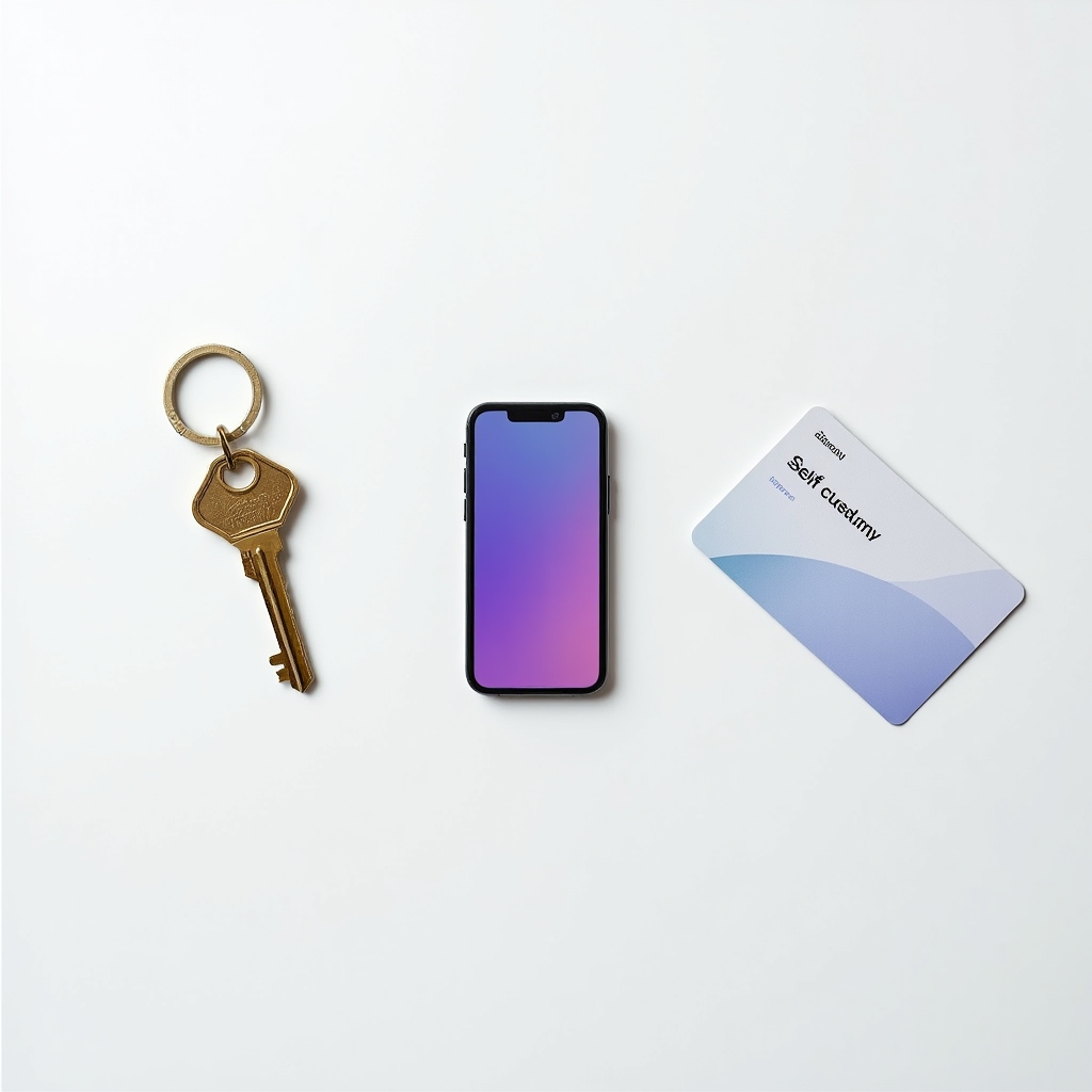 Close-up of hardware and software wallet concepts showing private key generation on a device screen